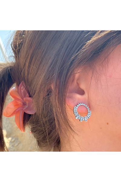 maisonleor Baget Taşlı Halka Gümüş Küpe