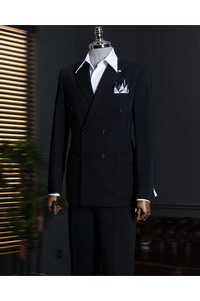 TerziAdemAltun Italian Style Slim Fit Double Breasted Men's Jacket Black T13741
