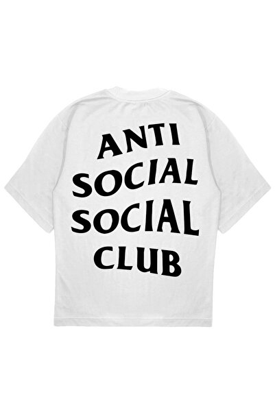 SVART WEAR تي شيرت ASSC مقاس كبير تي شيرت مضاد للنادي الاجتماعي باللون الأبيض