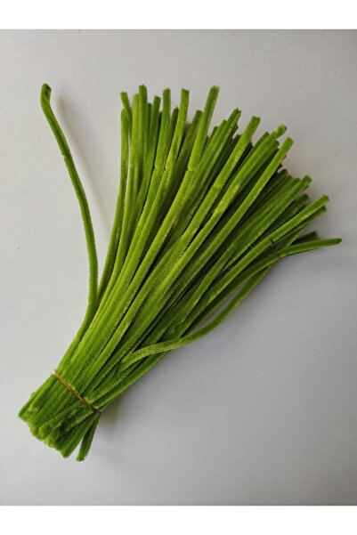 Butik 100 Adet Açık Ordu Yeşil Şönil, Çiçek Yapımına Uygun Tüylü Tel, 30 Cm 6 Mm