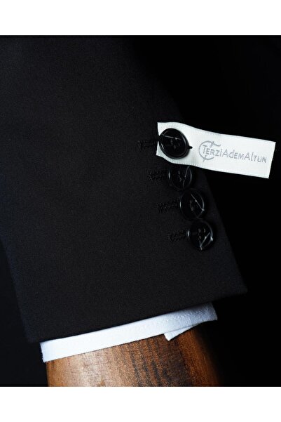 TerziAdemAltun Italian Style Slim Fit Double Breasted Men's Jacket Black T13741