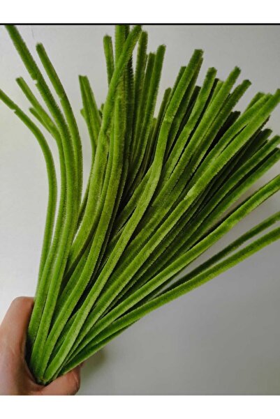 Butik 100 Adet Ordu Yeşil Şönil, Çiçek Yapımına Uygun Tüylü Tel, 30 Cm 6 Mm