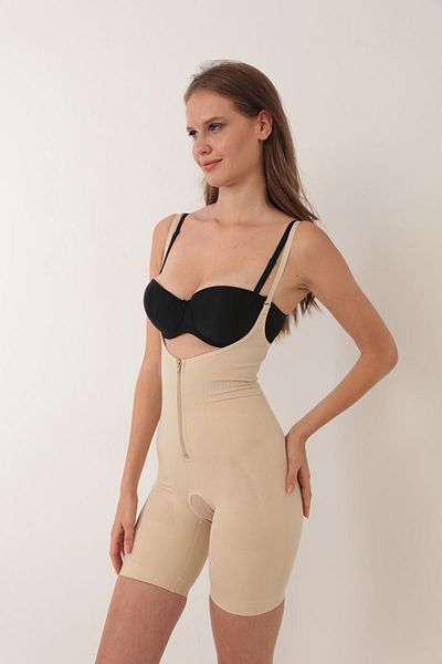 Angoravi Skin Rope Strap Network Part Open Zipper Full Length Women's Corset