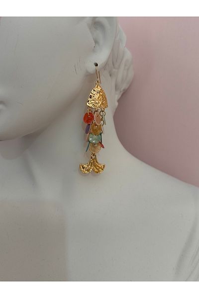 YENGEÇ Steel Sequin Fish Earrings