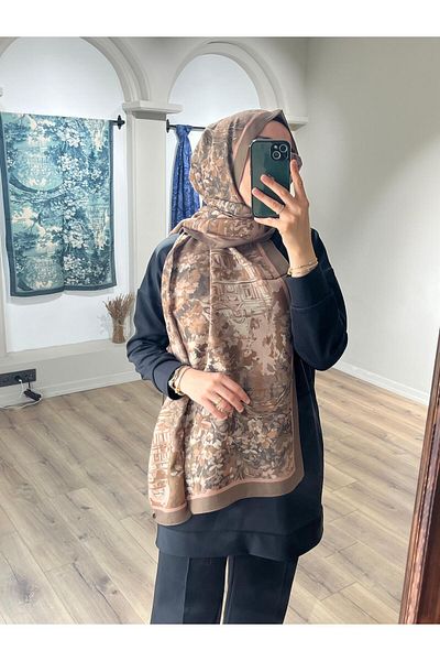 Merwiss Sunrise Spring Pattern Shawl - Brown