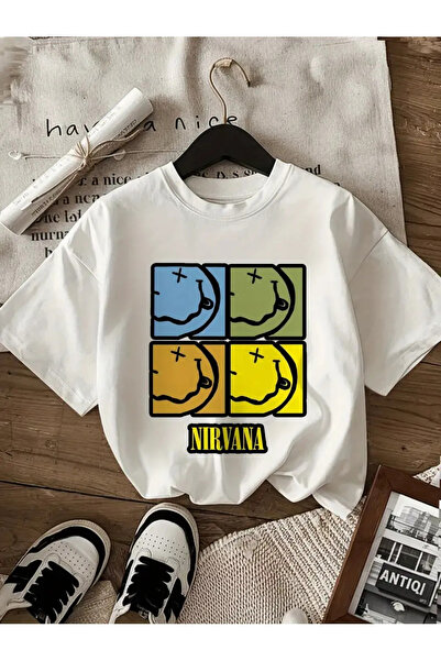 Koklonmoda تي شيرت كبير الحجم مطبوع عليه نيرفانا للجنسين