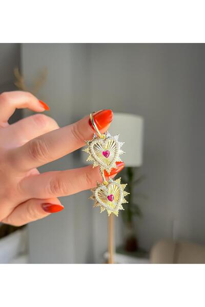 Venus Design Çelik Taşlı Kalp Küpe