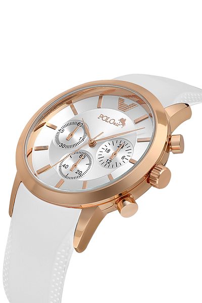 Polo Air Rubber Cord Metal Case Men Wrist Watch White Copper Color Pl-0984E5X