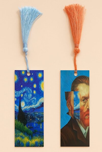 YLDZ فان جوخ ليالي النجوم - دليل مطبوع عليه صورة فان جوخ ذو شرابة صلبة مزدوجة