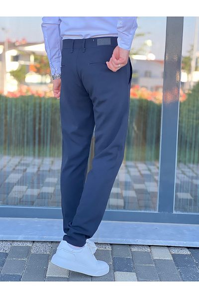 ElitWear Men's Slim Fit Belted Cotton Cloth Foot Fabric Pants