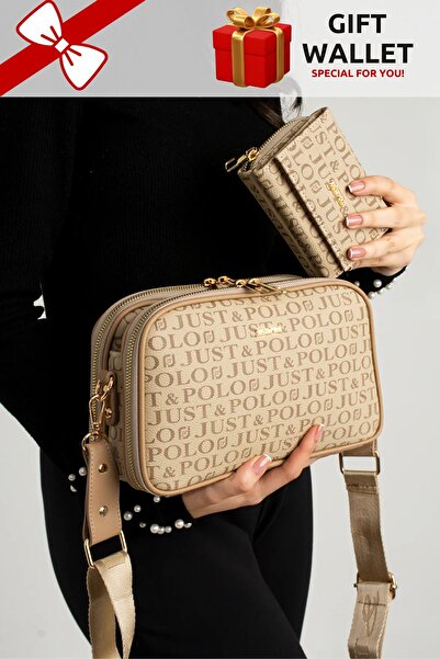 Just Polo Women's 5 Compartment Crossbody Bag Shoulder Bag and Wallet Combination