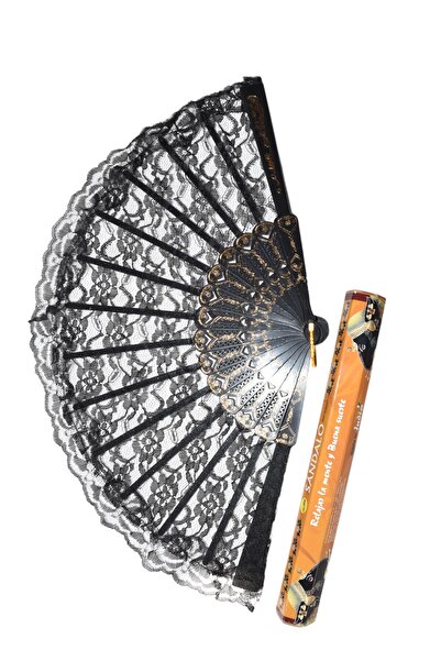 YELPAZE DÜNYASI Yelpaze Siyah Tül Şık Serinletici Ve Tütsü 20 Li