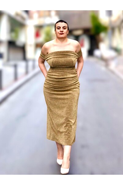 wisteriA STRAPLEZ BALON KOL DRAPELİ MİDİ BOY ABİYE