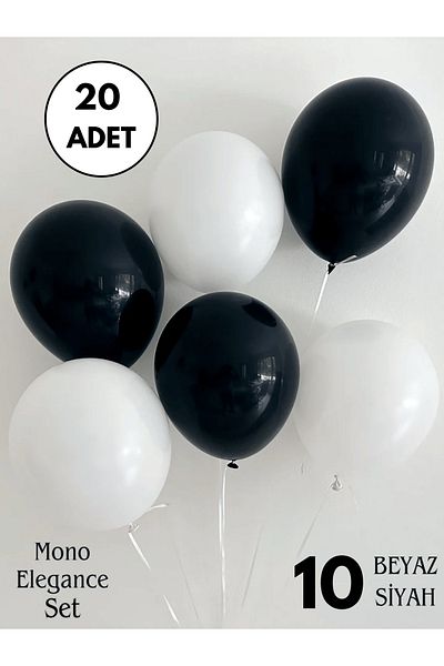 Mielibon Mono Elegance Balloon Set |   12 Inch Black & White Pastel Balloon
