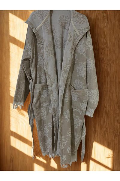 TekStilize Muslin 2 Layer Coral Patterned Bathrobe (100% Cotton)