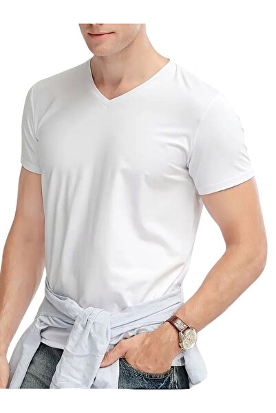 Özten Modal Lycra Short Sleeve V Neck Men's Undershirt T-Shirt Ozt1007