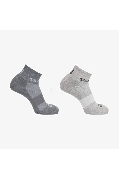 Salomon جوارب EVASION ANKLE 2 Pack للجنسين باللون الرمادي الفاتح + Mediu LC13...