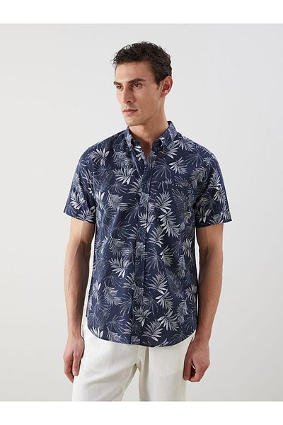 LC Waikiki Ανδρικό κοντομάνικο πουκάμισο Standard Fit 100% βαμβακερό ύφασμα ποπλίνα