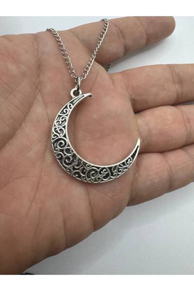 Yuchicly قلادة رجالية نسائية منقوشة أصلية على شكل هلال |   أسلوب عتيق |   سلسلة