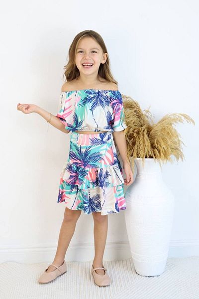 AyCaTa Girl's Madonna Collar Skirt Set