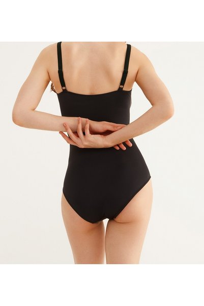 Bermody Fridan Drapeli Black Swimsuit & Pareo 2-Piece Set with Slimming Effect -Pareo (145X90 cm)