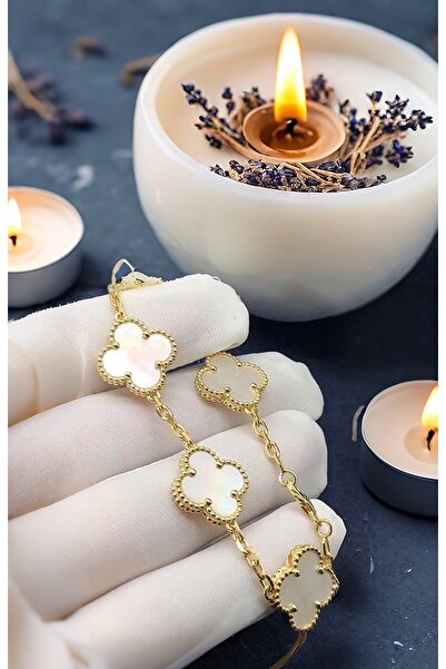 MR Yonca Model Beyaz Gold Kolye