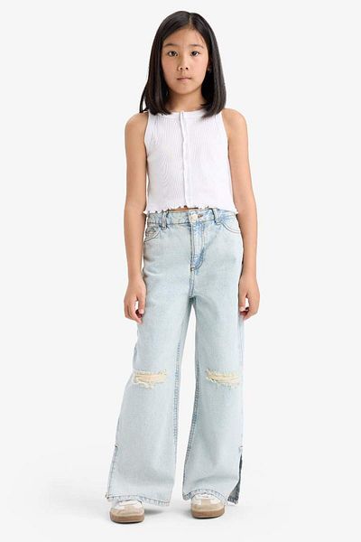 DeFacto Pantaloni de jeans cu picioare largi pentru fete de sezon nou