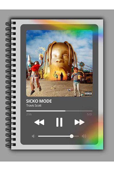 MG Office A5 Notebook - SICKO MODE - Travis Scott - Rainbow Reflective Cover - 80 Vellum Pages