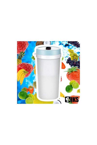 SIKS Mini Portable Blender, Compact SIKS, Electric, USB Charging, 4 Blades, 300 ml Capacity, Blue / White