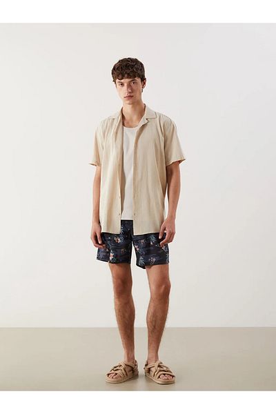 LC Waikiki Lcw Eco Anthracite Short Length Patterned Men's Swim Shorts