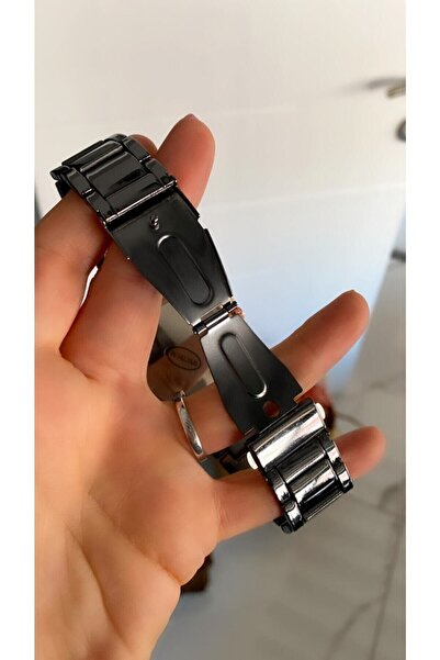 LOOQ ساعة يد تناظرية كلاسيكية من الفولاذ باللون الأسود للرجال