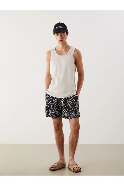 LC Waikiki Мъжки плувни шорти с шарка, черни, LCW ECO