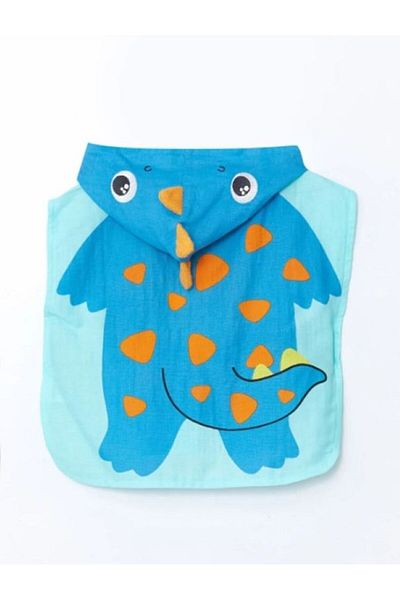 LC Waikiki Turquoise Dinosaur Figured Baby Boy Beach Towel Poncho S5G822Z129