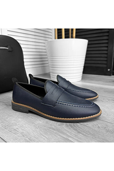 dehaine Men's Casual Loafers, Vegan Leather, 12315 Navy Blue