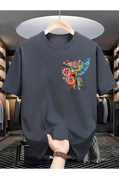 PALPİTO Γυναικείο μπλουζάκι με στάμπα Smoked Hummingbird Oversize