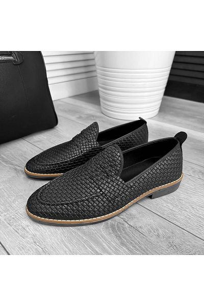 dehaine Men's casual loafers made of vegan leather, 12317, black