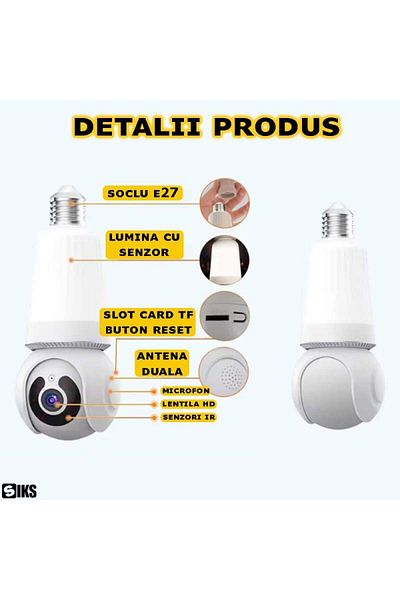 SIKS Surveillance Camera with E27 or Normal Socket Mounting, with Bulb Included, 3MP, HD