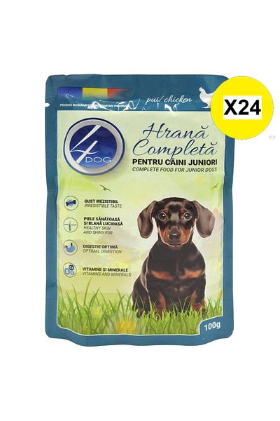 4dog X24 - 4DOG HRANA CAINI JUNIOR IN SOS PLIC 100G PUI