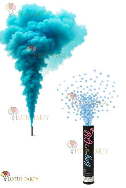 LOTUS PARTY Cinsiyet Öğrenme Seti - 1 Adet Mavi Konfeti - 1 Adet Mavi Sis