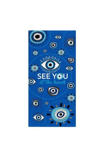 BREZIUM Beach Towel, Ideal for Sea and Pool, Blue/White, 150x75 cm, BREZIUM