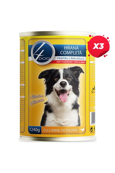 4dog X3 - 4DOG CONSERVA CAINI 415G PUI