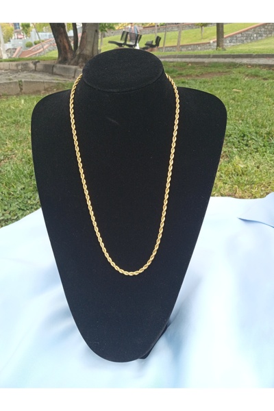 Özman Butik قلادة سلسلة محبوكة باللون الذهبي – ستانلس ستيل 316L