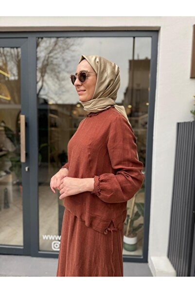 MissWhence Linen Basic Women's Skirt Suit Orange