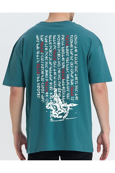 Uniquetex Vek Göktürk Alphabet Special Design Oversize T-shirt Orhun Inscriptions Τουρκική εκτύπωση