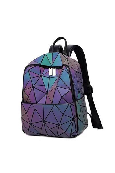 OEM Lady Geometric Multicolor Backpack, 30 cm