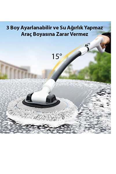 mefa ös Teleskopik Mikrofiber Araba Yıkama Fırçası Uzun Saplı Fırçası Oto Mop...