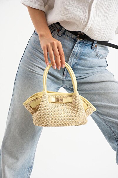 mèche atelier since 2024 حقيبة يد وكتف نسائية من جيري باللون الأصفر