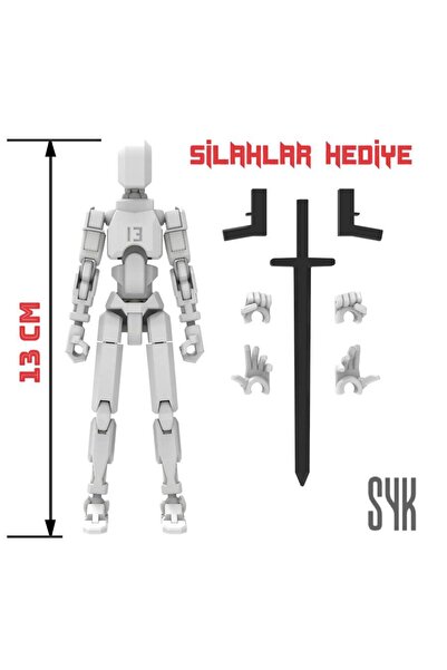 SYK Design Robot 13 Dummy Beyaz Beyaz Tüm Eklemleri Hareketli Aksiyon Figürü Oyuncak