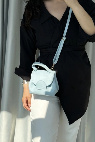 LEONAS Geantă de mână și de umăr pentru femei, elegantă și de bază, cu detaliu de pliat, albastru polen