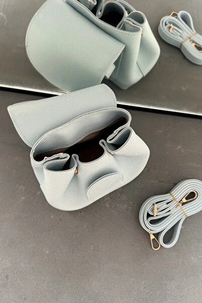 LEONAS Geantă de mână și de umăr pentru femei, elegantă și de bază, cu detaliu de pliat, albastru polen